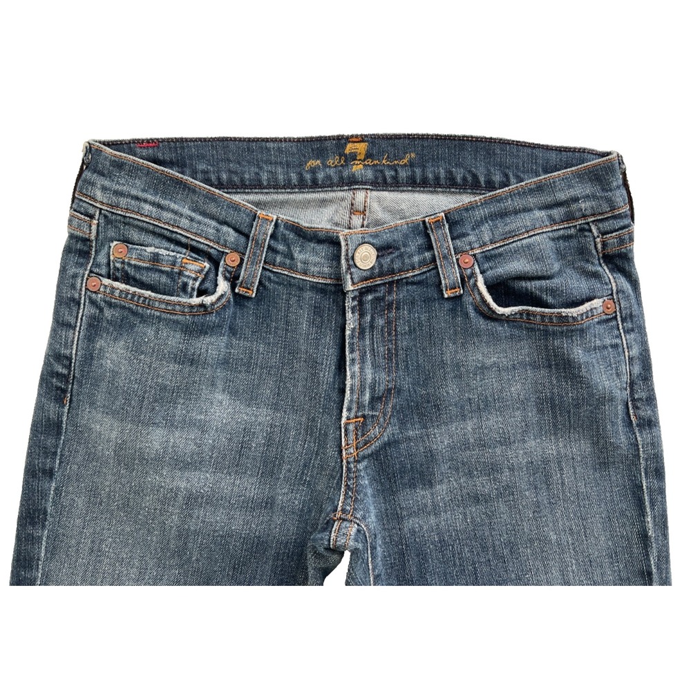7 For All Mankind Jeans Womens 28‎ Bootcut USA Made Distressed Y2K Denim VTG - Picture 5 of 9